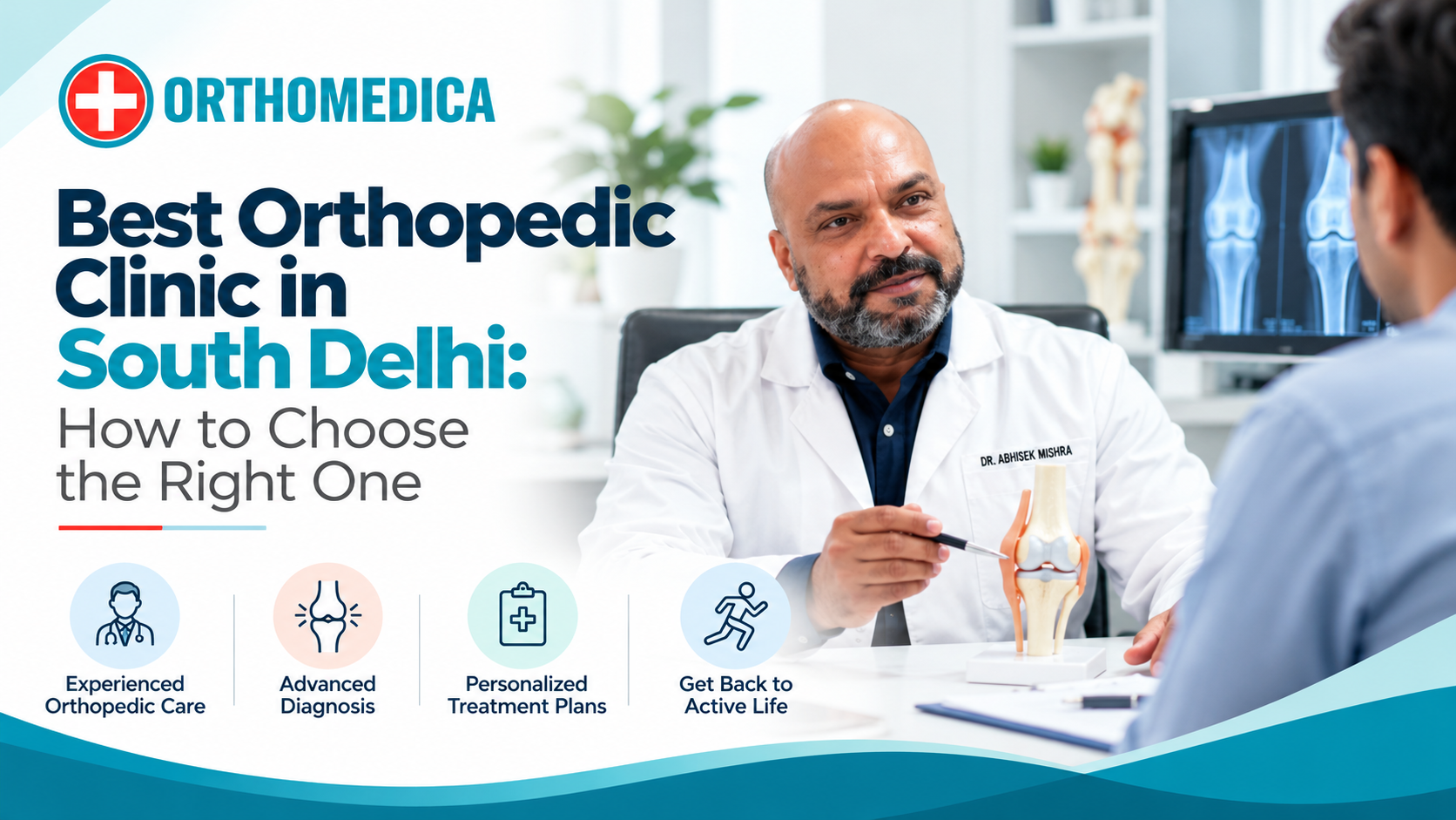 Dr. Abhishek Mishra consulting a patient at an orthopedic clinic in South Delhi