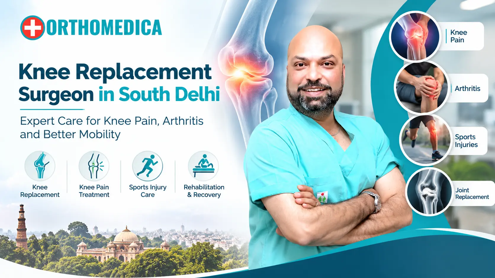 Knee replacement surgeon in South Delhi providing care for knee pain and arthritis